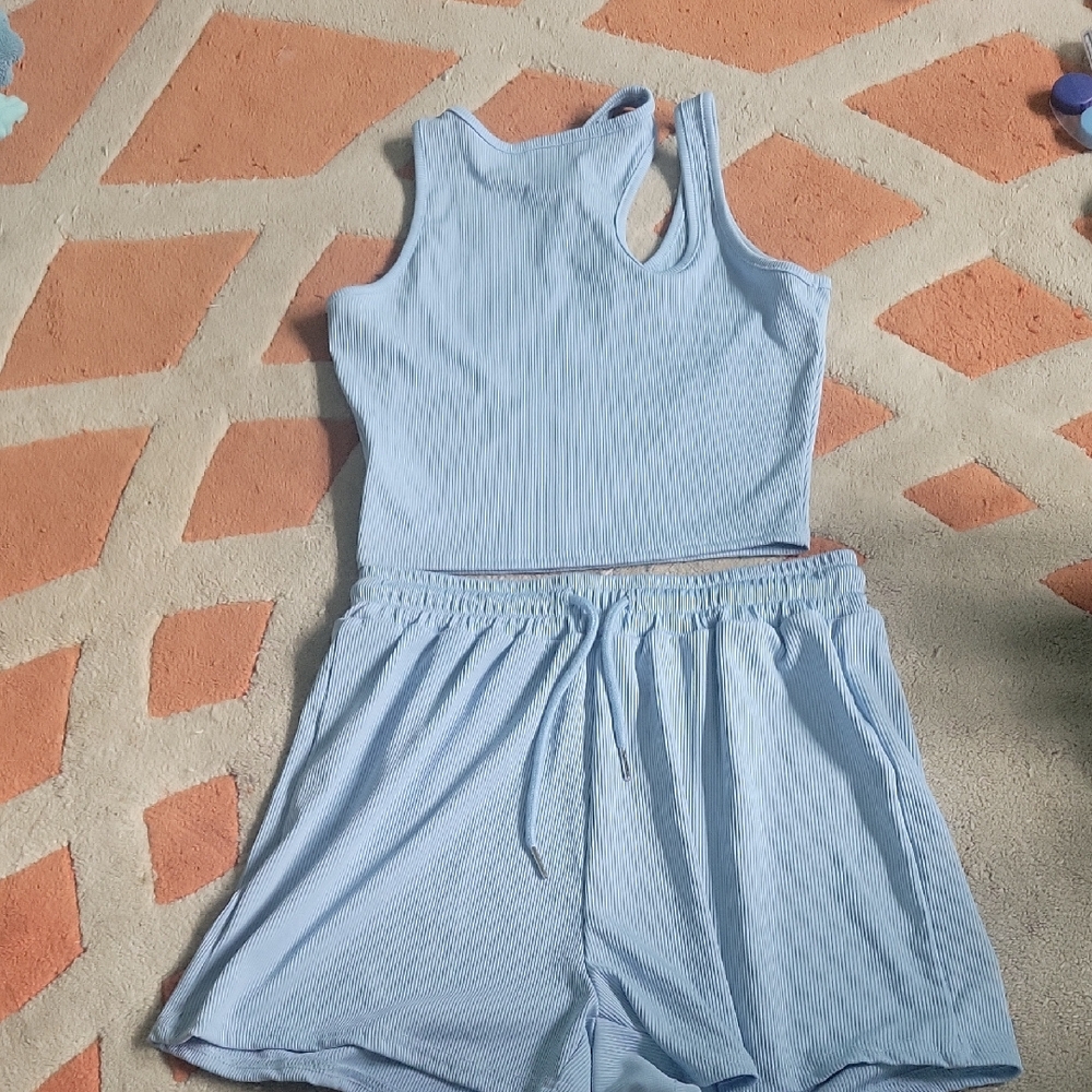 SHEIN Light Blue Sleeveless Jumpsuit